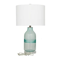 Teal Glass Table Lamp Set of 2 16", 25"
