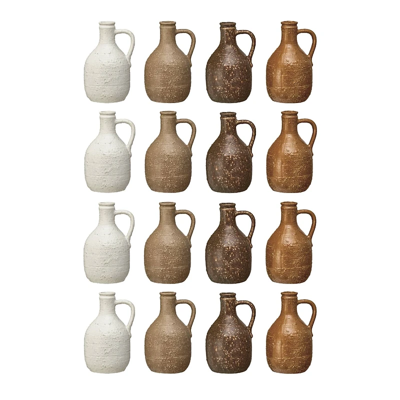 Hello Honey® 6" Bohemian Charm Stoneware Vase with Handle Set of 4