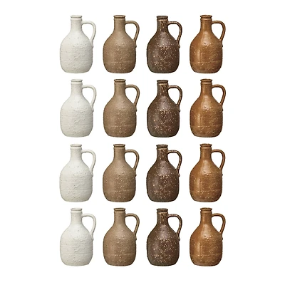 Hello Honey® 6" Bohemian Charm Stoneware Vase with Handle Set of 4