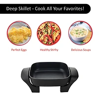 Brentwood 8" Black Nonstick Electric Skillet with Glass Lid