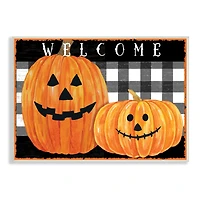 Stupell Industries Halloween Welcome Happy Pumpkins Wall Plaque