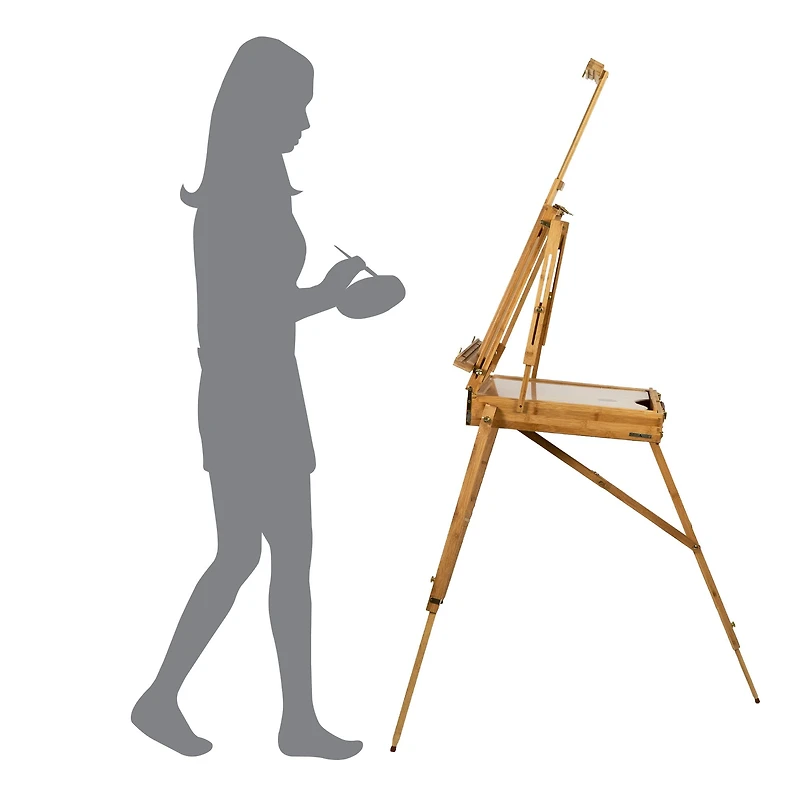 Pacific Arc French Box Bamboo Studio Easel with Storage
