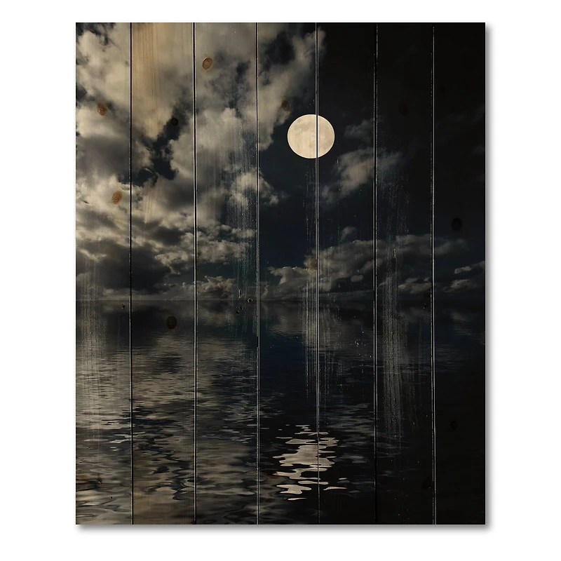 Designart - Full Moon In Cloudy Night Sky IV