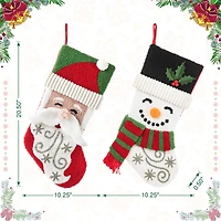 Glitzhome® 20.5" Santa & Snowman Hooked Stocking Set
