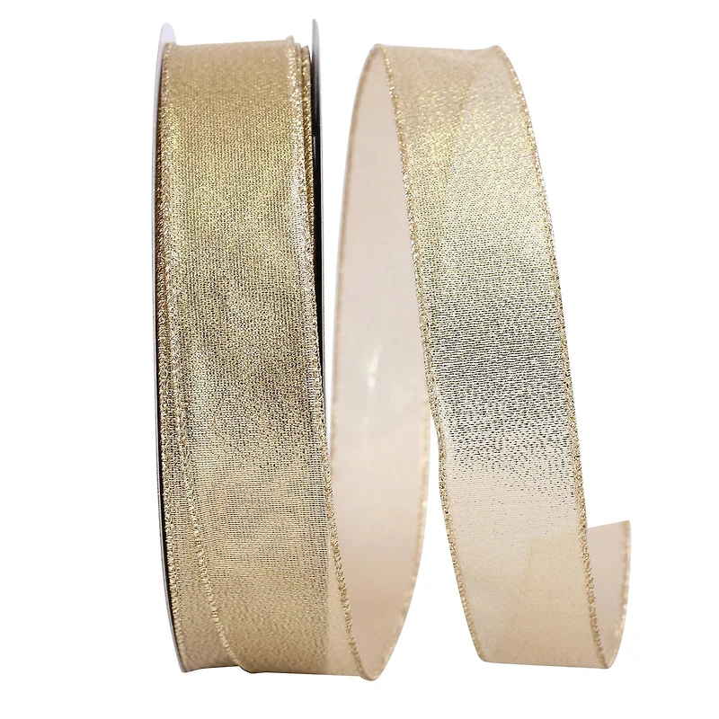Reliant 1.5" x 50yd. Gold Lamé Glimmer Wired Ribbon
