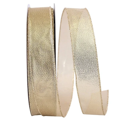 Reliant 1.5" x 50yd. Gold Lamé Glimmer Wired Ribbon