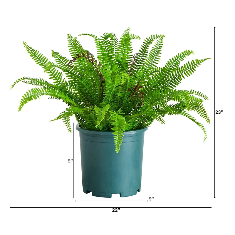 23in. UV Resistant Artificial Boston Fern Plant with Real Touch Leaves (Indoor/Outdoor)
