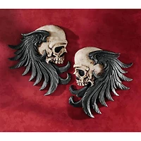 Design Toscano 9" Bad to the Bones Winged Skull Sentinel Wall Sculpture Set