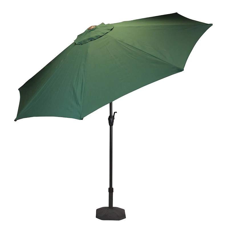 9 ft. Hunter Green & Black Outdoor Patio Market Umbrella