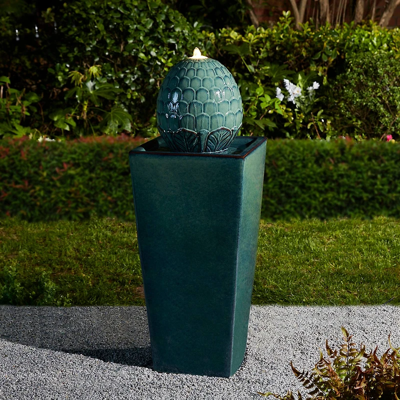 Glitzhome® 36" LED Artichoke Pedestal Ceramic Fountain
