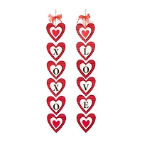 Glitzhome® 30" Set of 2 Valentine's Wooden Heart Door Hanger