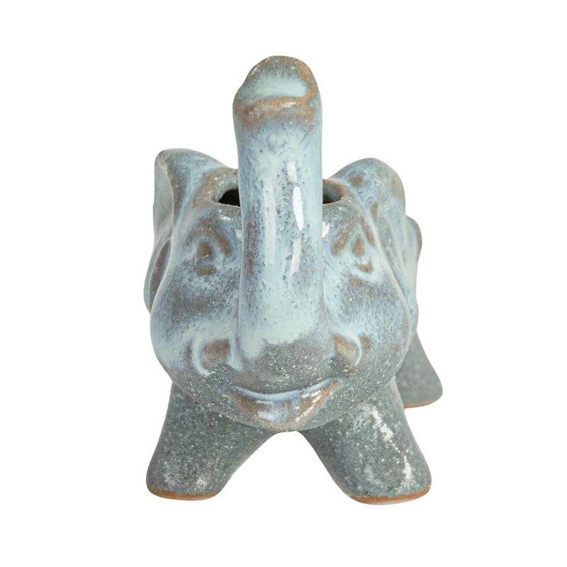 Hello Honey® 5.75" Gray Stoneware Elephant Match Holder
