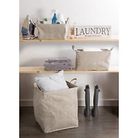DII® Stone & Cream Tribal Chevron PE-Coated Woven Paper Laundry Bin