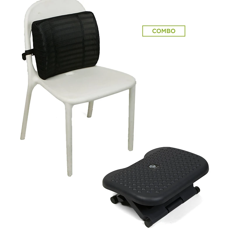 Mind Reader Black Lumbar Support Back Cushion & Foot Rest Set