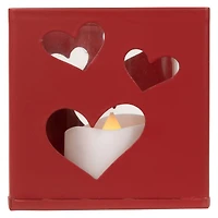 Valentine's Day Red Love Blocks Metal Votive Candle Holders Set