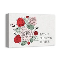 Love Grows Here Floral Canvas Wall Art