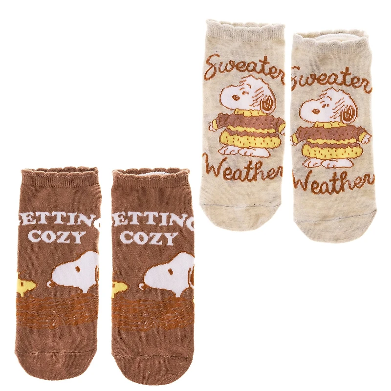 Peanuts® Cozy 2 Pair Adult Ankle Sock Set