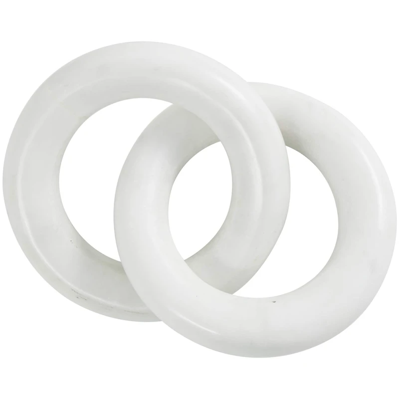 7" White Marble Geometric 2-Link Chain Sculpture