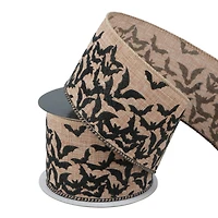 2.5" x 20ft. Glitter Bats Wired Faux Burlap Ribbon by Celebrate It® Halloween