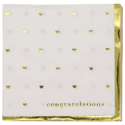 Gold & White Congratulations Hearts Beverage Napkins, 20ct. by Celebrate It™