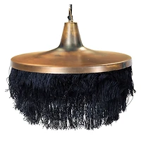 Hello Honey® 16" Charcoal Metal Pendant Light with Fringe