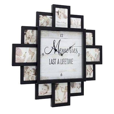 Black  "Lifetime Memories" Picture Frame Wall Collage Clock