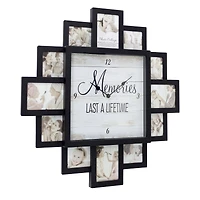 Black  "Lifetime Memories" Picture Frame Wall Collage Clock