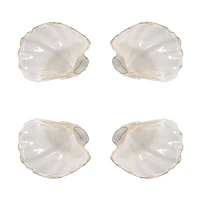 Hello Honey® 8" White Reactive Crackle Glaze Stoneware Shell Plates, 4ct.