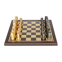 The Novogratz Gold Aluminum Contemporary Game Set, 14" x 14" x 4"