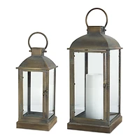 Gold Brushed Metal Lantern Set