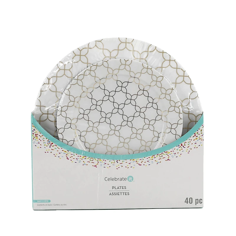 Gold Quatrefoil Lunch & Dinner Plates Set, 40ct. by Celebrate It™