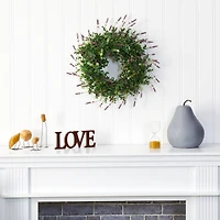 18" Eucalyptus & Lavender Double Ring Wreath with Twig Base