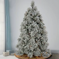 6.5ft. Pre-Lit Flocked Bavarian Pine Artificial Christmas Tree, Clear Lights