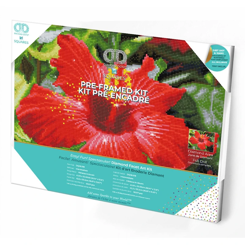 Diamond Dotz® Intermediate Hibiscus in Bloom Pre-Framed Diamond Painting Kit
