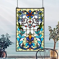 Design Toscano 28" Bonifacio Tiffany-Style Stained Glass Window Hanging Décor  