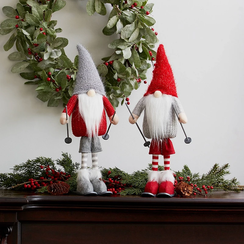 14.25" Skiing Gnome Figurine Set