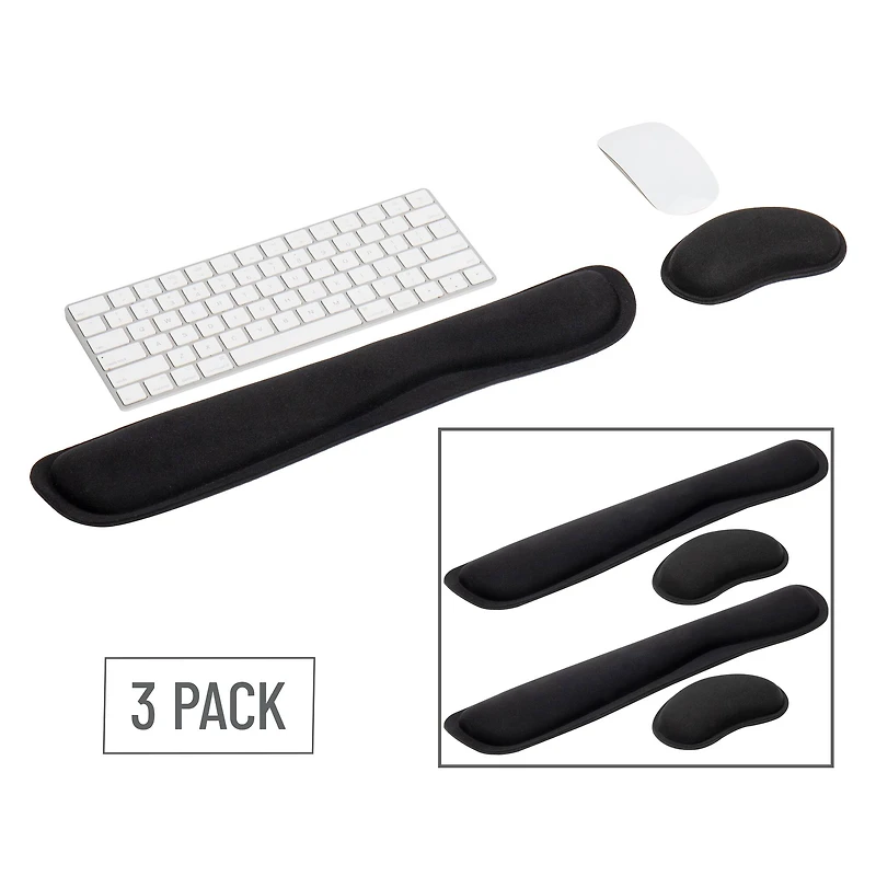 Mind Reader Harmony Collection Black Ergonomic Wrist Rest Sets for Keyboard & Mouse, 3ct.