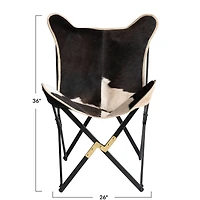 Hello Honey® 36" Cowhide Modern Metal Foldable Butterfly Chair