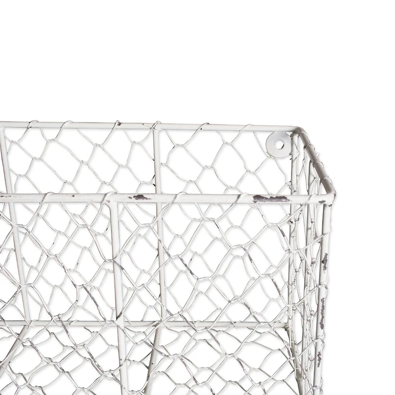 DII® Antique White Wall Mount Chicken Wire Basket Set
