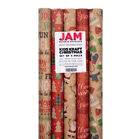 JAM Paper Kids Kraft Christmas Gift Wrap Set, 5ct.