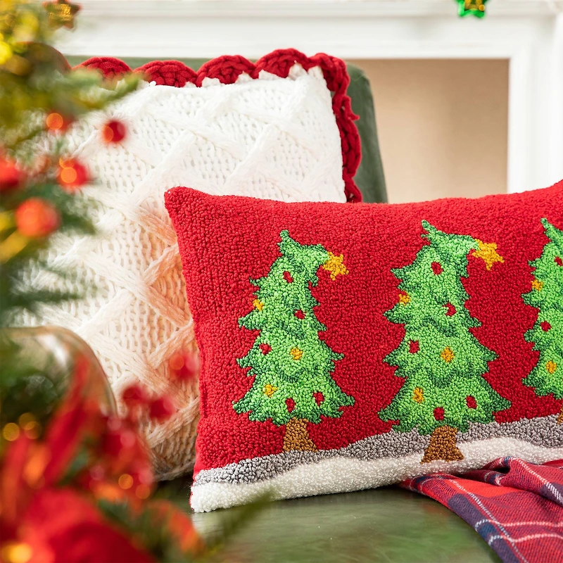 Glitzhome® 18" Hooked Bent Trees Pillow