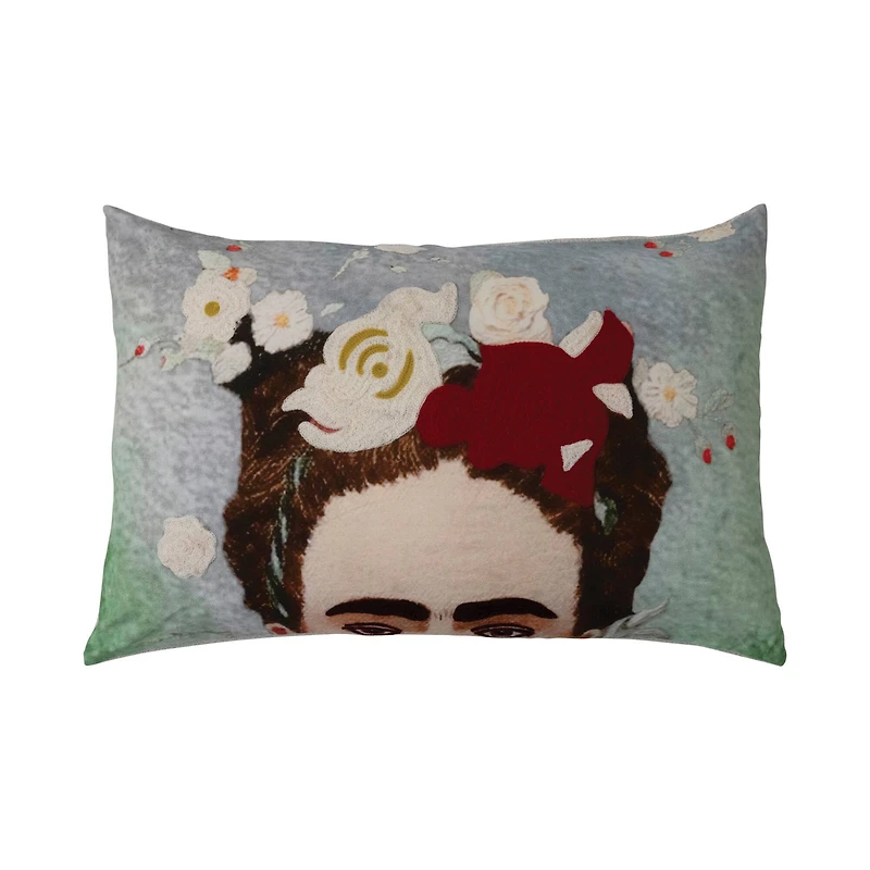 Hello Honey® Printed Frida Kahlo with Embroidery Cotton Lumbar Pillow