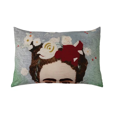 Hello Honey® Printed Frida Kahlo with Embroidery Cotton Lumbar Pillow