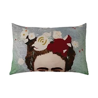 Hello Honey® Printed Frida Kahlo with Embroidery Cotton Lumbar Pillow