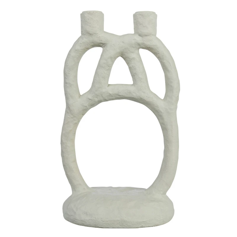 Hello Honey® 12" Ivory Modern Sculptural Double Taper Candle Holder