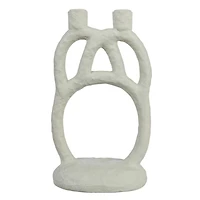 Hello Honey® 12" Ivory Modern Sculptural Double Taper Candle Holder