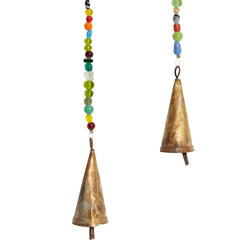 Gold Mango Wood Eclectic Style Windchime, 15" x 30"