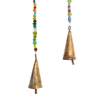 Gold Mango Wood Eclectic Style Windchime, 15" x 30"