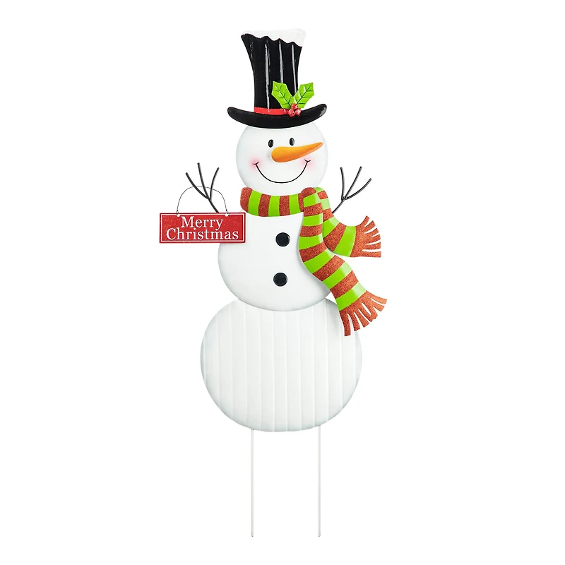 Glitzhome® 40" Metal Snowman Yard Stake