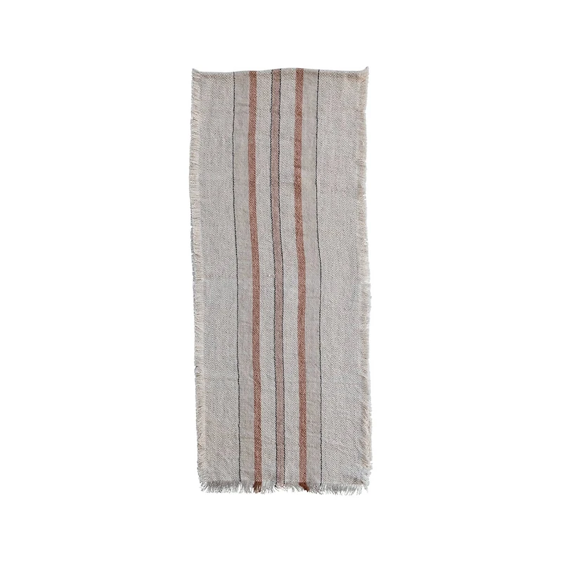 Hello Honey® 6ft. Striped Linen & Cotton Fringed Table Runner